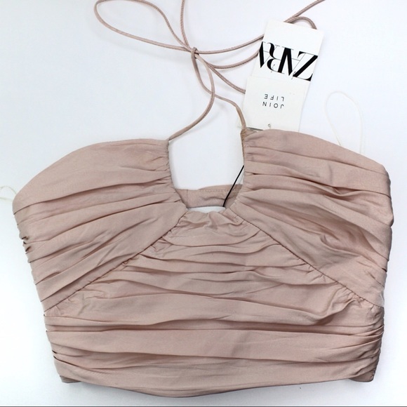 Zara Limited Edition Draped Tie Top Bloggers Favorite NWT Pale Pink XS - Picture 6 of 15
